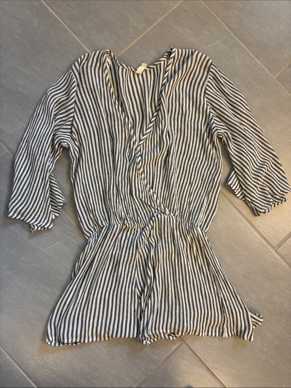Elan Navy and White Striped Wrap Romper